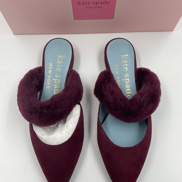 Kate Spade NWT Marielle Mules Suede NIB in Grenache Color Women’s Size 6B - Picture 13 of 16